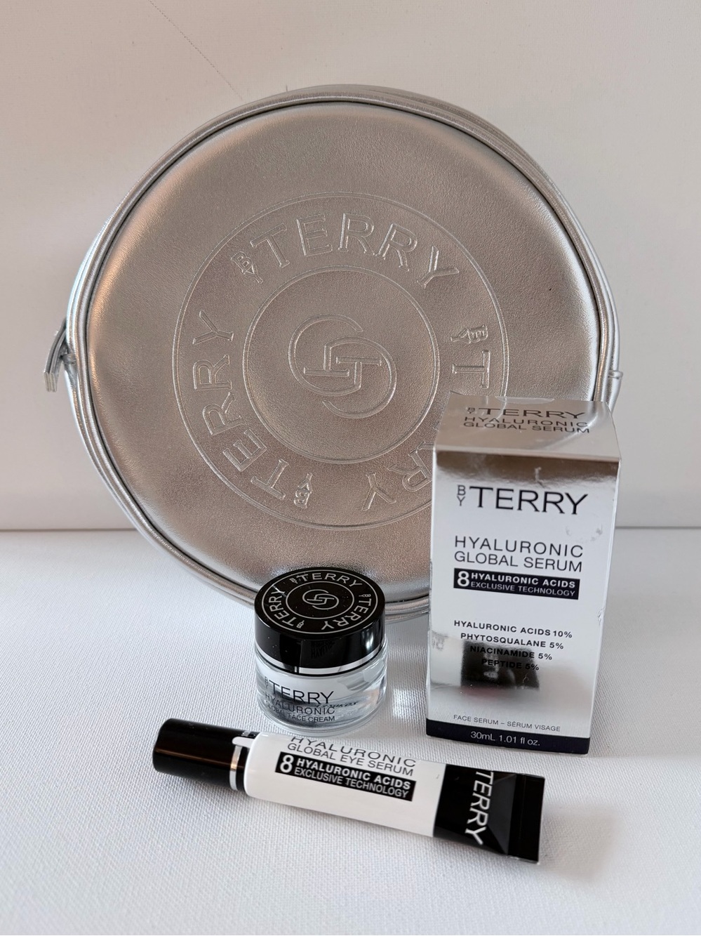 BY TERRY Hyaluronic Skin Care Set With Metallic Pouch - NEW (Read Description)